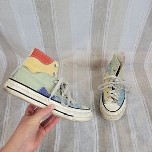 Converse Chuck 70 Crafted Patchwork High Tops Sneakers Olive Aura Worn‎ Blue 6